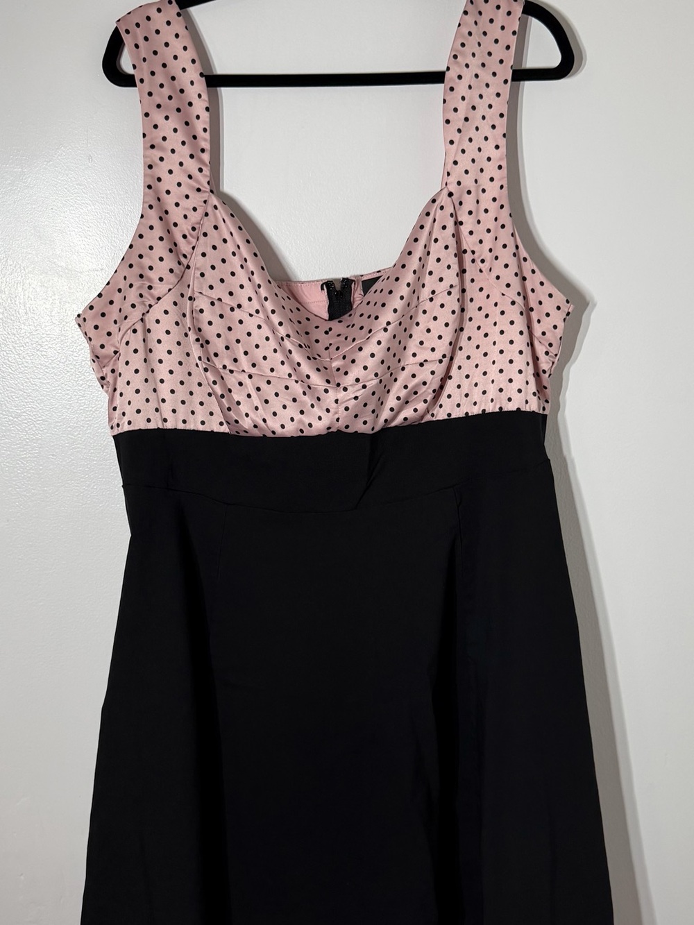 Torrid Size 22 Pink Polka Dot Black Fit & Flare Dress Retro